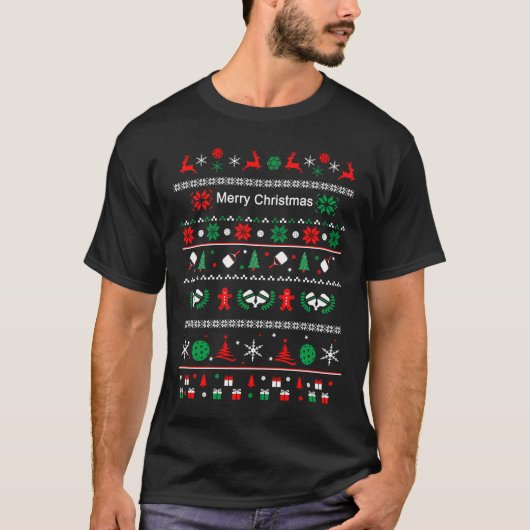 🎅ピックボール🎄醜いクリスマスセータースタイル Tシャツ (正面)