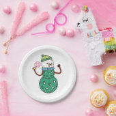 ピックボール雪だるまおもしろいクリスマスクリスマス ペーパープレート (パーティー)
