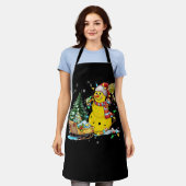 ピックボール雪だるまサンタハットライトクリスマスピック エプロン (着用した状態)