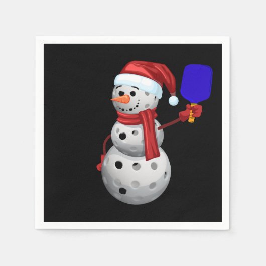 ピックボール雪だるま スタンダードカクテルナプキン (正面)