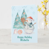 ピックボール雪だるま、ミニクリスマスカード カード (黄色い花)