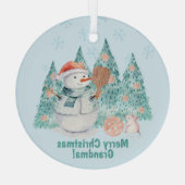 ピックボール雪だるま、ミニクリスマス ガラスオーナメント (裏面)