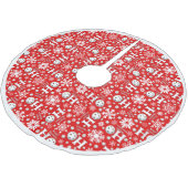 ピックボール雪玉スノーフレークレッドハッピーホリデイズ ブラッシュドポリエステルツリースカート (アングル)