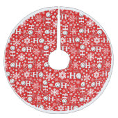 ピックボール雪玉スノーフレークレッドハッピーホリデイズ ブラッシュドポリエステルツリースカート (正面)