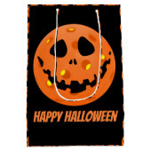 ピックボール骨格ジャック・オ・ランタンハロウィーン ミディアムペーパーバッグ (裏面)