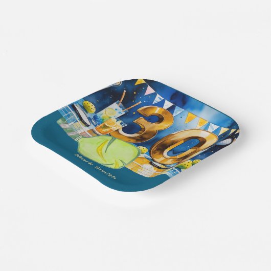 ピックボール30歳の誕生日パーティー ペーパープレート (傾斜あり)