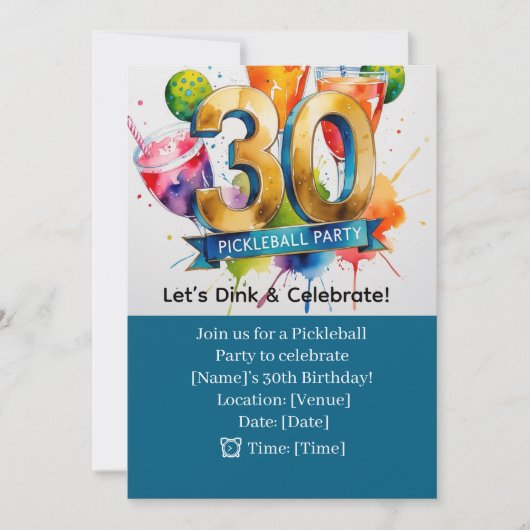 ピックボール30th誕生日パーティー 招待状 (正面)