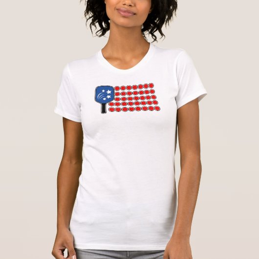 ピックボール・アメリカ国旗の独立記念日 Tシャツ (正面)