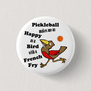 ピックボール – フライで鳥のように幸せフランスのな 缶バッジ