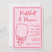 ピックボール&プロセッコピよくはしゃぐンクブライダルシャワー 招待状 (正面)