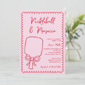 ピックボール&プロセッコピよくはしゃぐンクブライダルシャワー 招待状 (スタンド正面)