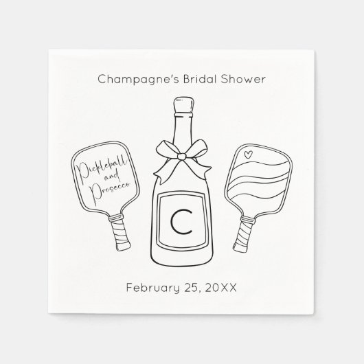 ピックボール&プロセッコモダンブライダルシャワー スタンダードカクテルナプキン (正面)