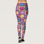 ピックボール – 幾何学的パターン、紫と黄色。 レギンス (裏面)