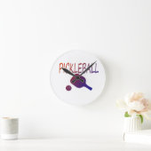 ピックボールwパドルとボールオレンジから紫 ラウンド壁時計 (ホーム)