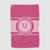 ピックルおもしろいボカスタムール引用文名イニシャルピンク ゴルフタオル (正面)