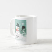 ピックルおもしろいボールクリスマス雪だるまパーソナライズされた コーヒーマグカップ (正面左)