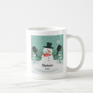 ピックルおもしろいボールクリスマス雪だるまパーソナライズされた コーヒーマグカップ
