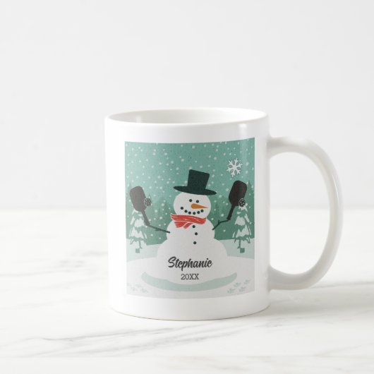 ピックルおもしろいボールクリスマス雪だるまパーソナライズされた コーヒーマグカップ (右)