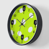 ピックルおもしろいボールタイムブラックパドル 壁時計 (傾斜)