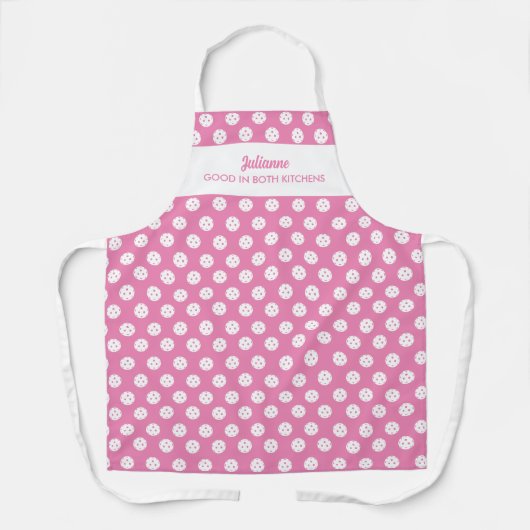 ピックルおもしろいボールユーモアパーソナライズされた文字ピンク エプロン (正面)