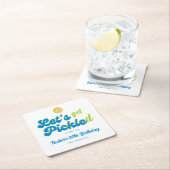 ピックルおもしろいボール漬物の文字を取ろうカスタム スクエアペーパーコースター (インサイチュ)