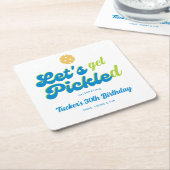 ピックルおもしろいボール漬物の文字を取ろうカスタム スクエアペーパーコースター (アングル)