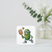 ピックルおもしろいボール選手パドルボール愛好家 スクエア名刺 (スタンド正面)