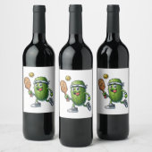 ピックルおもしろいボール選手パドルボール愛好家 ワインラベル (ボトル)