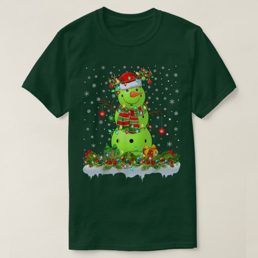 ピックルおもしろいボール雪だるまクリスマスライトピックボールCh Tシャツ (デザイン正面)