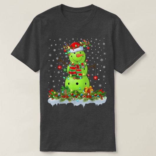 ピックルおもしろいボール雪だるまクリスマスライトピックボールCh Tシャツ (デザイン正面)