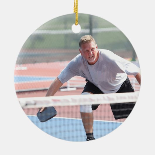 ピックルおもしろいボール雪だるま、追加カスタム写真と文字 セラミックオーナメント (裏面)