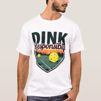 ピックルおもしろいボールTシャ男性へツ – "Dink Responsib Tシャツ