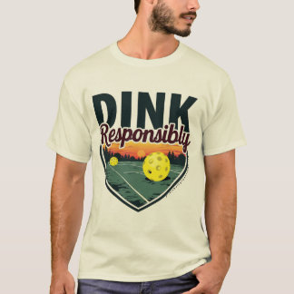 ピックルおもしろいボールTシャ男性へツ – "Dink Responsib Tシャツ