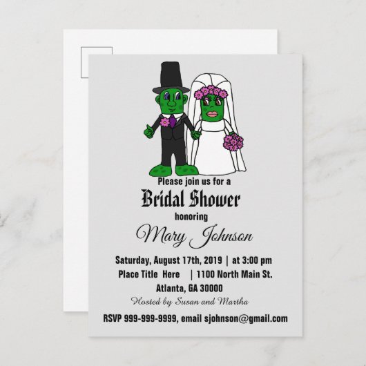 ピックルおもしろい新郎新婦ブライダルシャワー インビテーションポストカード (正面/裏面)