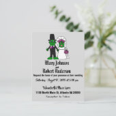 ピックルおもしろい新郎新婦結婚式招待状 インビテーションポストカード (スタンド正面)