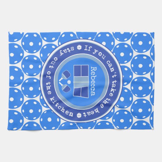 ピックルもしボール：熱/青を取ることはでき淡い色のない キッチンタオル (横)