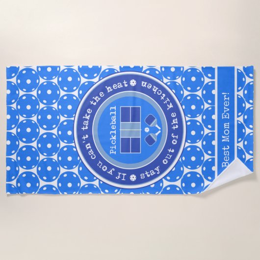 ピックルもしボール：熱/青を取ることはでき淡い色のない ビーチタオル (正面)