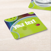 ピックルカスタマイズボールのパーソナライズおもしろい スクエアペーパーコースター (アングル)