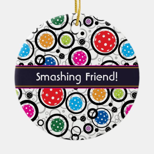 ピックルカスタムボール付文字パターン セラミックオーナメント (正面)