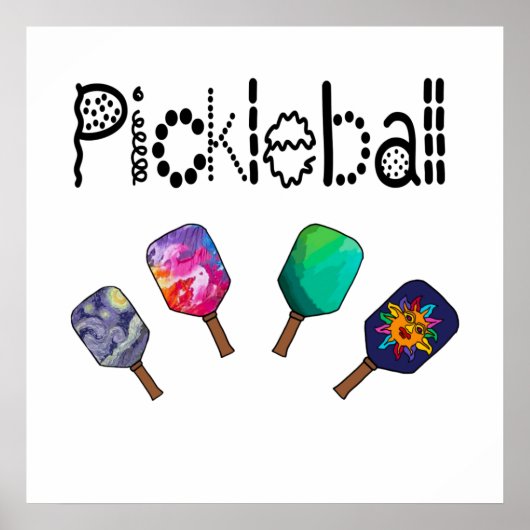 ピックルクールボールとパドルスポーツアート ポスター (正面)