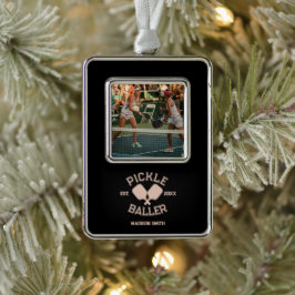 ピックルバレルピックレボールカレディテタイポグラフィ シルバープレートフレームオーナメント