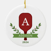 ピックルパーソナライズされたボールのクリスマスオーナメント セラミックオーナメント (裏面)