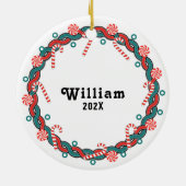 ピックルパーソナライズされたボールのクリスマス収集可能 セラミックオーナメント (裏面)