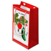 ピックルパーソナライズされたボールクリスマスホリデー スモールペーパーバッグ (正面アングル)