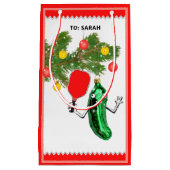 ピックルパーソナライズされたボールクリスマスホリデー スモールペーパーバッグ (正面)