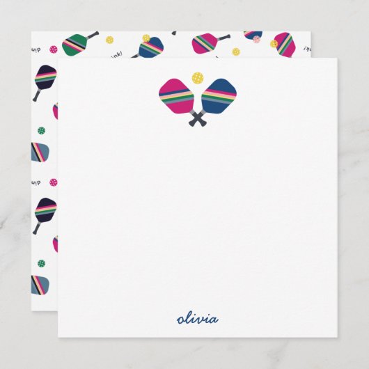 ピックルパーソナライズされたボールスクリプト名ブルーノートカード ノートカード (正面/裏面)