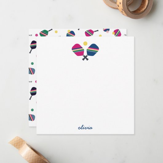 ピックルパーソナライズされたボールスクリプト名ブルーノートカード ノートカード (正面/裏面インサイチュ)