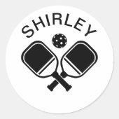 ピックルパーソナライズされたボールパドルお尻名キャップ ラウンドシール (正面)