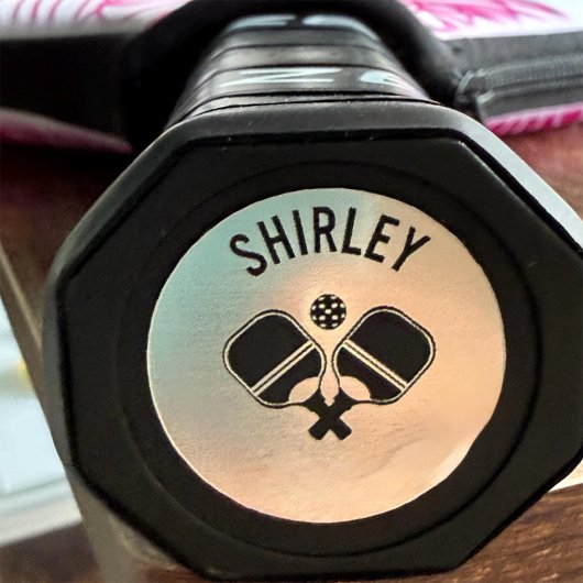 ピックルパーソナライズされたボールパドルお尻名キャップ ラウンドシール