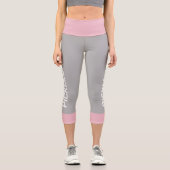 ピックルパーソナライズされたボールピンクグレイ高腰 カプリレギンス (正面)